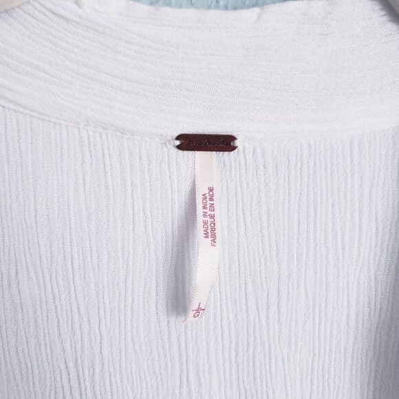 Free People White Wishful Moments Embroidered Long Sleeve Blouse - Picture 5 of 10